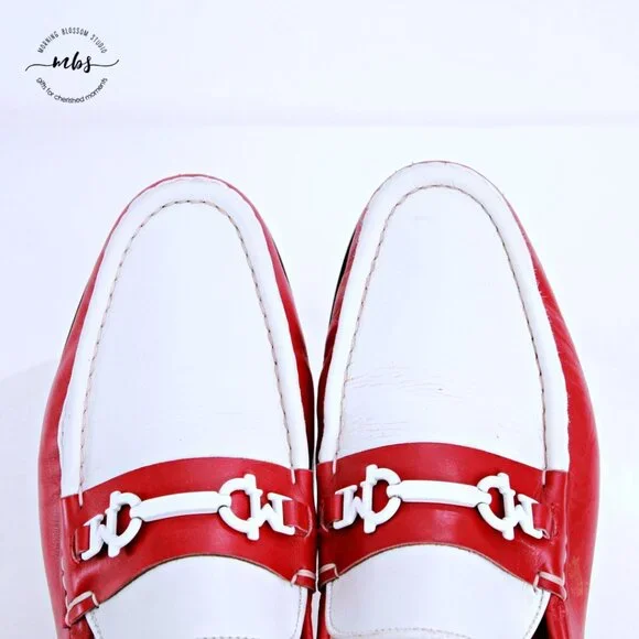 Bruno Magli Kurt Leather Loafers Red White Men 10 - Picture 10 of 14